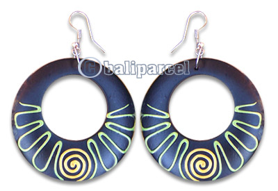 Wooden Earring, Handmade From Sono Wood With Hand Painted.