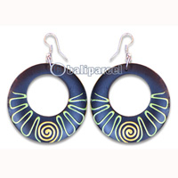 Wooden Earring, Handmade From Sono Wood With Hand Painted.