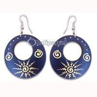 Wooden Earring, Handmade From Sono Wood With Hand Painted.