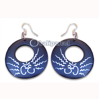 Wooden Earring, Handmade From Sono Wood With Hand Painted.