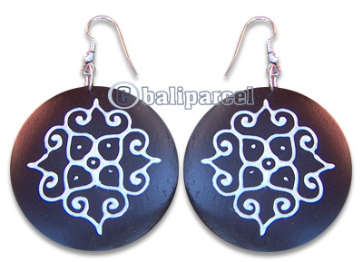 Wooden Earring, Handmade From Sono Wood With Hand Painted.