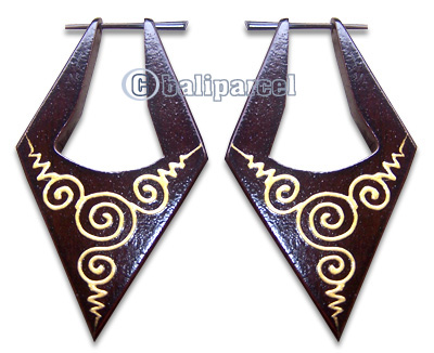 Wooden Piercing, Handmade From Sono Wood With Hand Painted.