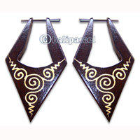 Wooden Piercing, Handmade From Sono Wood With Hand Painted.