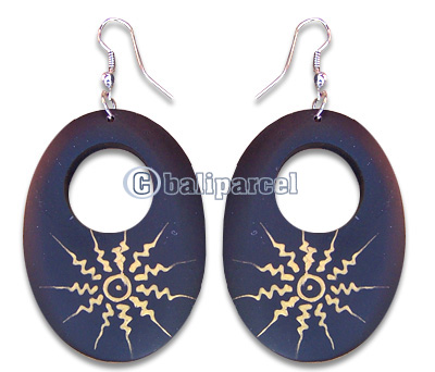 Wooden Earring, Handmade From Sono Wood With Hand Painted.