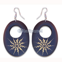 Wooden Earring, Handmade From Sono Wood With Hand Painted.
