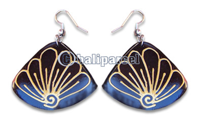 Wooden Earring, Handmade From Sono Wood With Hand Painted.