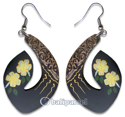 Wooden Earring, Handmade From Sono Wood With Hand Painted.