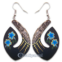 Wooden Earring, Handmade From Sono Wood With Hand Painted.