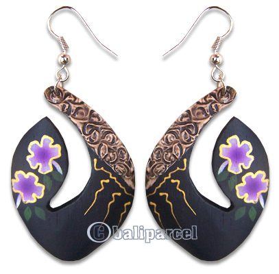 Wooden Earring, Handmade From Sono Wood With Hand Painted.