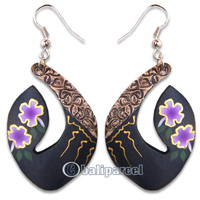 Wooden Earring, Handmade From Sono Wood With Hand Painted.