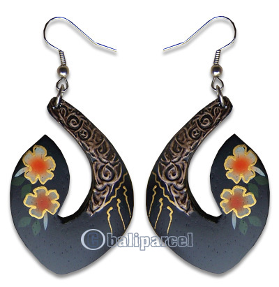Wooden Earring, Handmade From Sono Wood With Hand Painted.