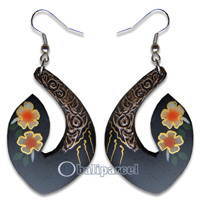 Wooden Earring, Handmade From Sono Wood With Hand Painted.