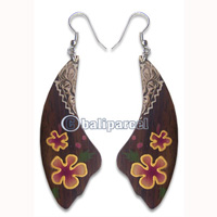 Wooden Earring, Handmade From Sono Wood With Hand Painted.