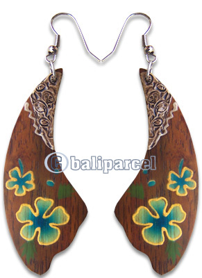Wooden Earring, Handmade From Sono Wood With Hand Painted.