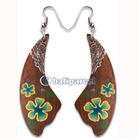 Wooden Earring, Handmade From Sono Wood With Hand Painted.