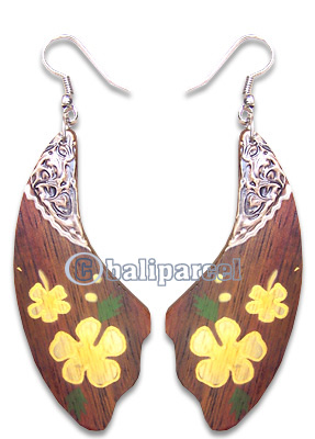 Wooden Earring, Handmade From Sono Wood With Hand Painted.