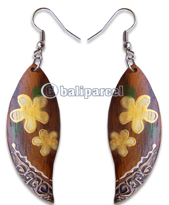 Wooden Earring, Handmade From Sono Wood With Hand Painted.