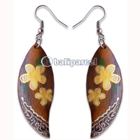 Wooden Earring, Handmade From Sono Wood With Hand Painted.