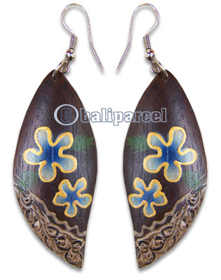 Wooden Earring, Handmade From Sono Wood With Hand Painted.