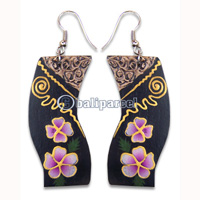 Wooden Earring, Handmade From Sono Wood With Hand Painted.