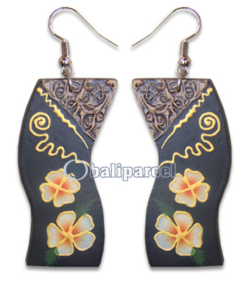 Wooden Earring, Handmade From Sono Wood With Hand Painted.