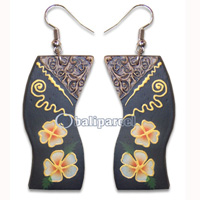 Wooden Earring, Handmade From Sono Wood With Hand Painted.