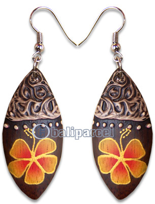 Wooden Earring, Handmade From Sono Wood With Hand Painted.