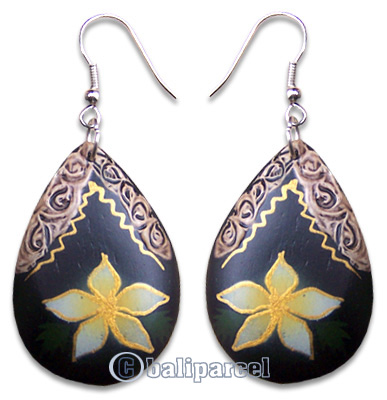 Wooden Earring, Handmade From Sono Wood With Hand Painted.