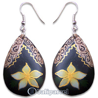Wooden Earring, Handmade From Sono Wood With Hand Painted.