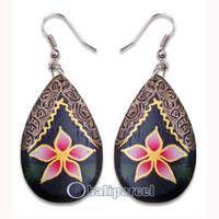 Wooden Earring, Handmade From Sono Wood With Hand Painted.