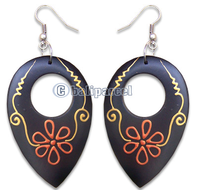 Wooden Earring, Handmade From Sono Wood With Hand Painted.