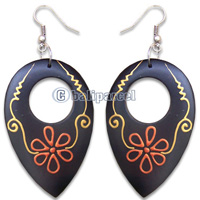 Wooden Earring, Handmade From Sono Wood With Hand Painted.