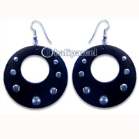 Wooden Earring, Handmade From Sono Wood With Metal.