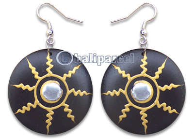 Wooden Earring, Handmade From Sono Wood And Metal With Hand Painted.