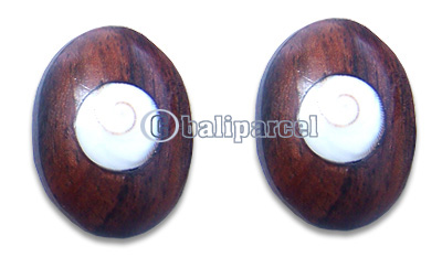 Wooden Piercing, Handmade From Sono Wood Inlaid With Shiva Eye