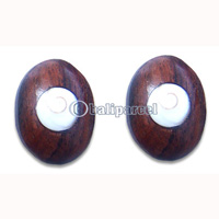 Wooden Piercing, Handmade From Sono Wood Inlaid With Shiva Eye