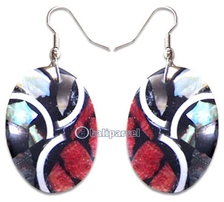 Earring, Handmade From Resin Inlaid With Shell.