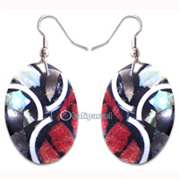 Earring, Handmade From Resin Inlaid With Shell.