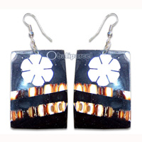 Earring, Handmade From Resin Inlaid With Shell.