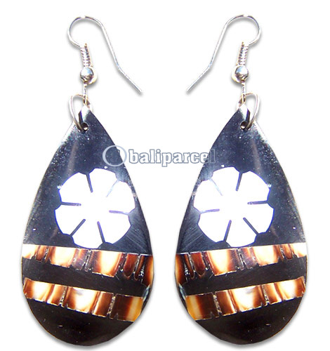 Earring, Handmade From Resin Inlaid With Shell.