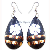 Earring, Handmade From Resin Inlaid With Shell.