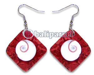Earring, Handmade From Resin Inlaid With Shell Eyes Of Shiva.