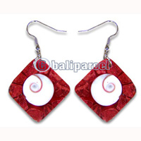 Earring, Handmade From Resin Inlaid With Shell Eyes Of Shiva.