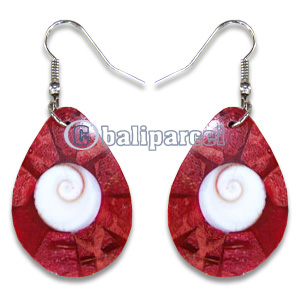 Earring, Handmade From Resin Inlaid With Shell Eyes Of Shiva.