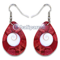 Earring, Handmade From Resin Inlaid With Shell Eyes Of Shiva.