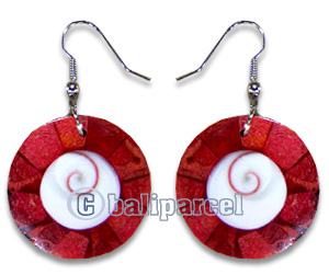 Earring, Handmade From Resin Inlaid With Shell Eyes Of Shiva.