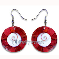 Earring, Handmade From Resin Inlaid With Shell Eyes Of Shiva.
