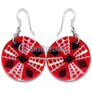 Earring, Handmade From Resin Inlaid With Shell.