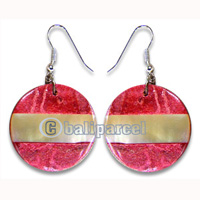 Earring, Handmade From Resin Inlaid With Shell.