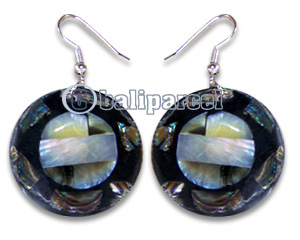 Earring, Handmade From Resin Inlaid With Shell.